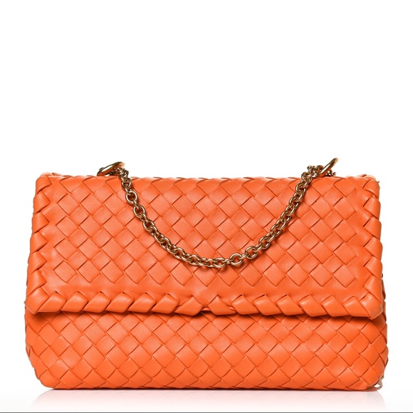 Bottega Veneta Handbags - BOTTEGA VENETA Nappa Intrecciato Small Olimpia Bag Orange